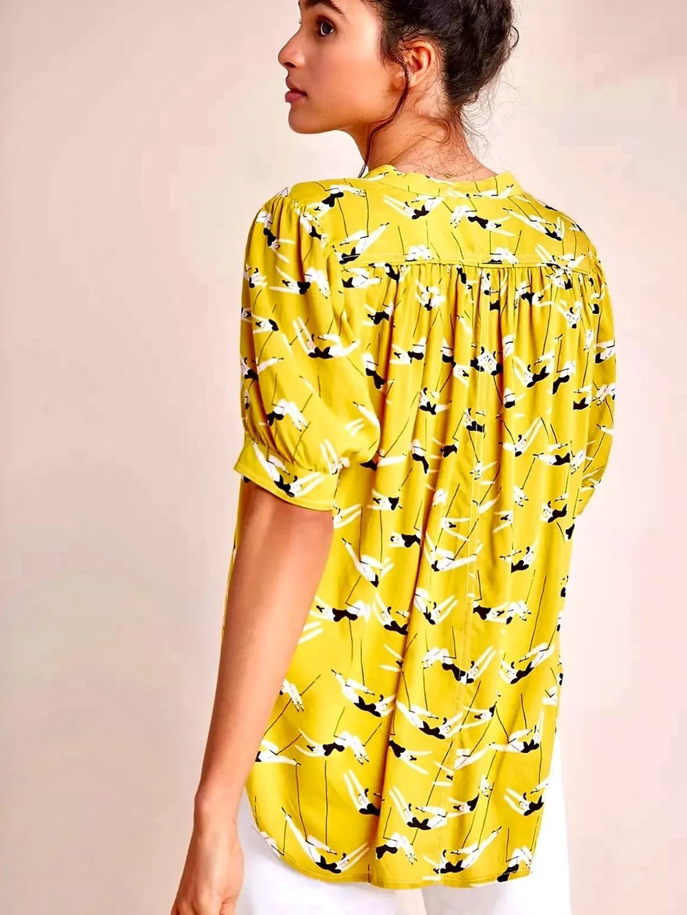 Anthropologie Emily Isabella Mustard Yellow Flying Trapeze Top
